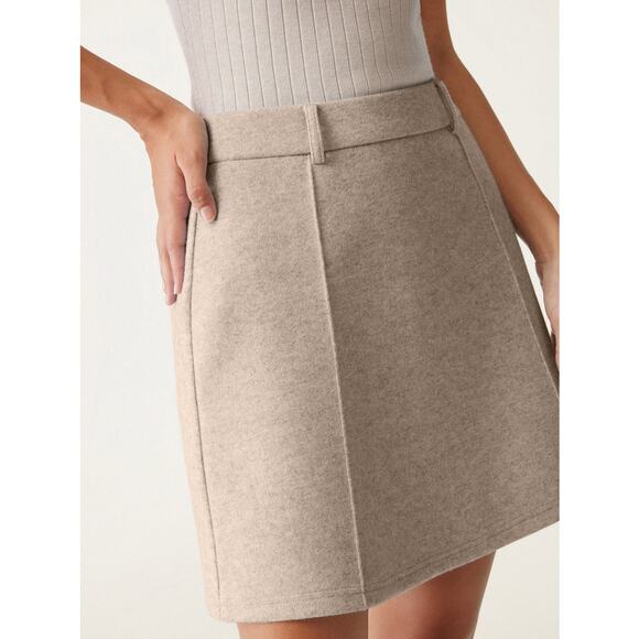 OGL Dresses & Skirts - OGL Move CashSoft High Waisted A Line Mini Skirt Heather Oatmeal L NWT